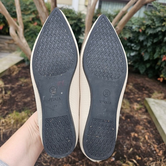 VIVAIA Aria Pointed Toe Knit Flats Ivory Cream Beige Ballet Loafers EU 37 US 6.5 - Picture 6 of 8